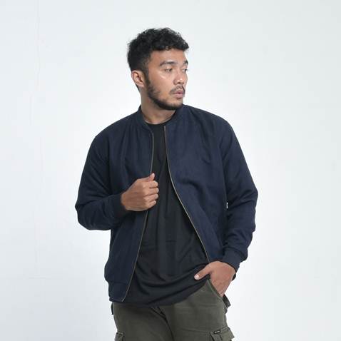 SAL SUEDE BOMBER JACKET NAVY